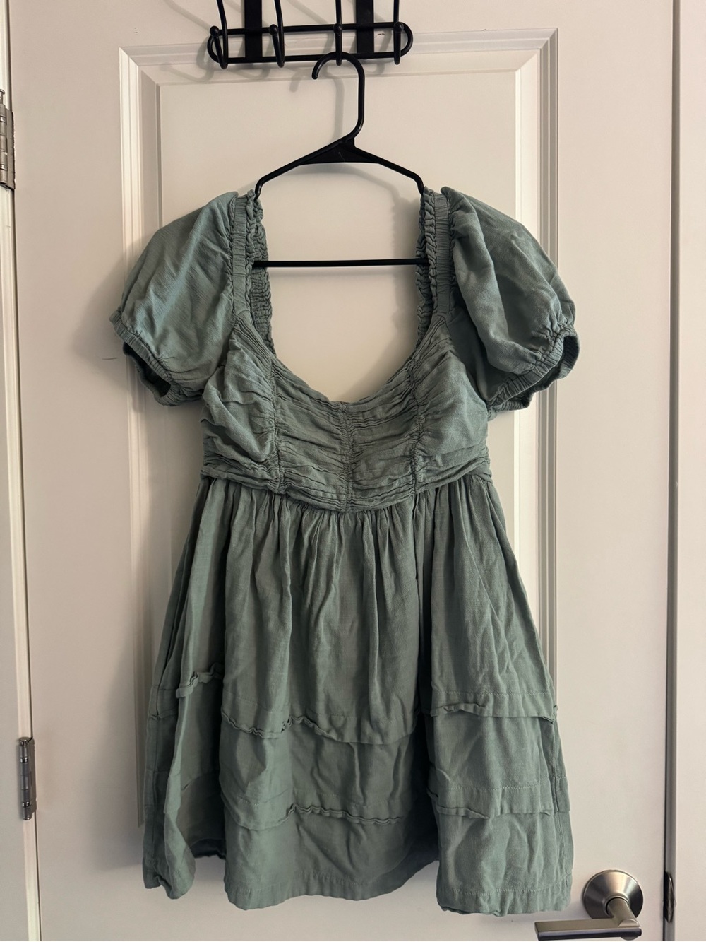 Mustard Seed Mini Puff Sleeve Dress in Green Size Large